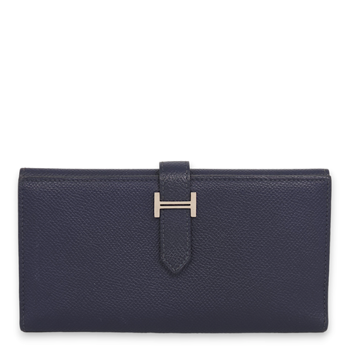 Bearn Tri Fold Blue Sapphire Wallet in Epsom, Palladium hardware