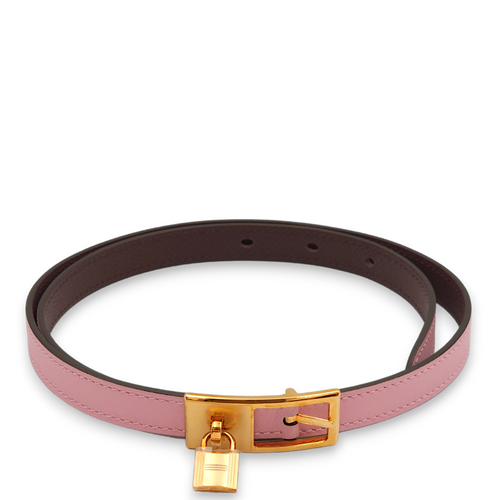 Lucky 15 70 Mauve Sylvestre/Rouge Sellier Belt in Epsom, Rose Gold hardware