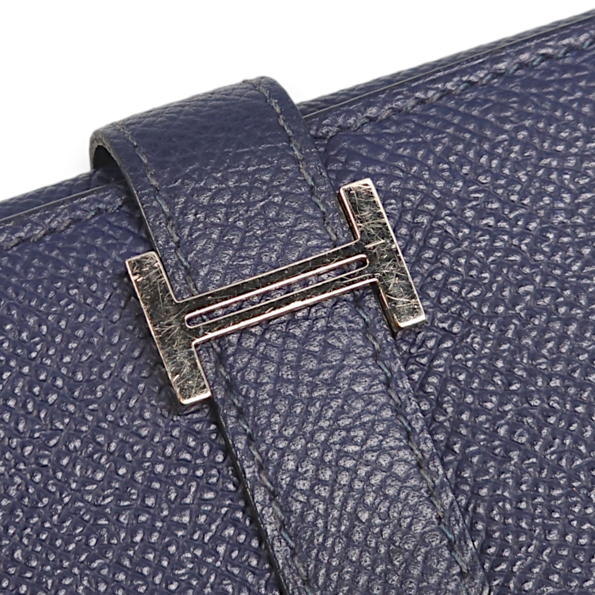 Bearn Tri Fold Blue Sapphire Wallet in Epsom, Palladium hardware