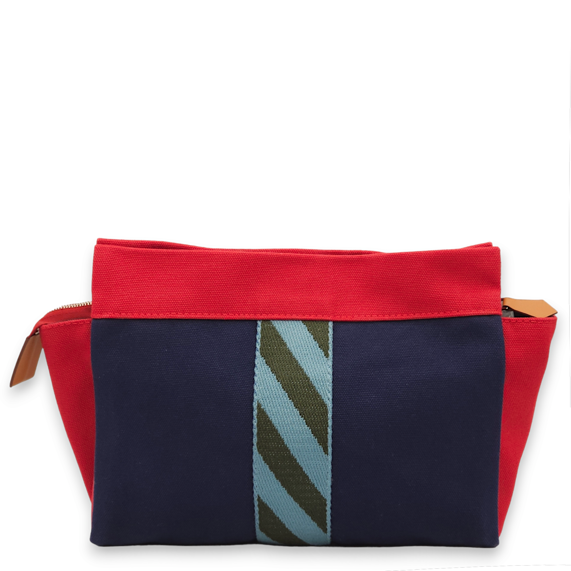 Jimetou Jumping Case. Rouge/Bleu Pouch in Toile, Palladium hardware