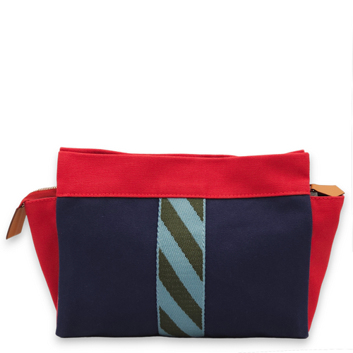 Jimetou Jumping Case. Rouge/Bleu Pouch in Toile, Palladium hardware