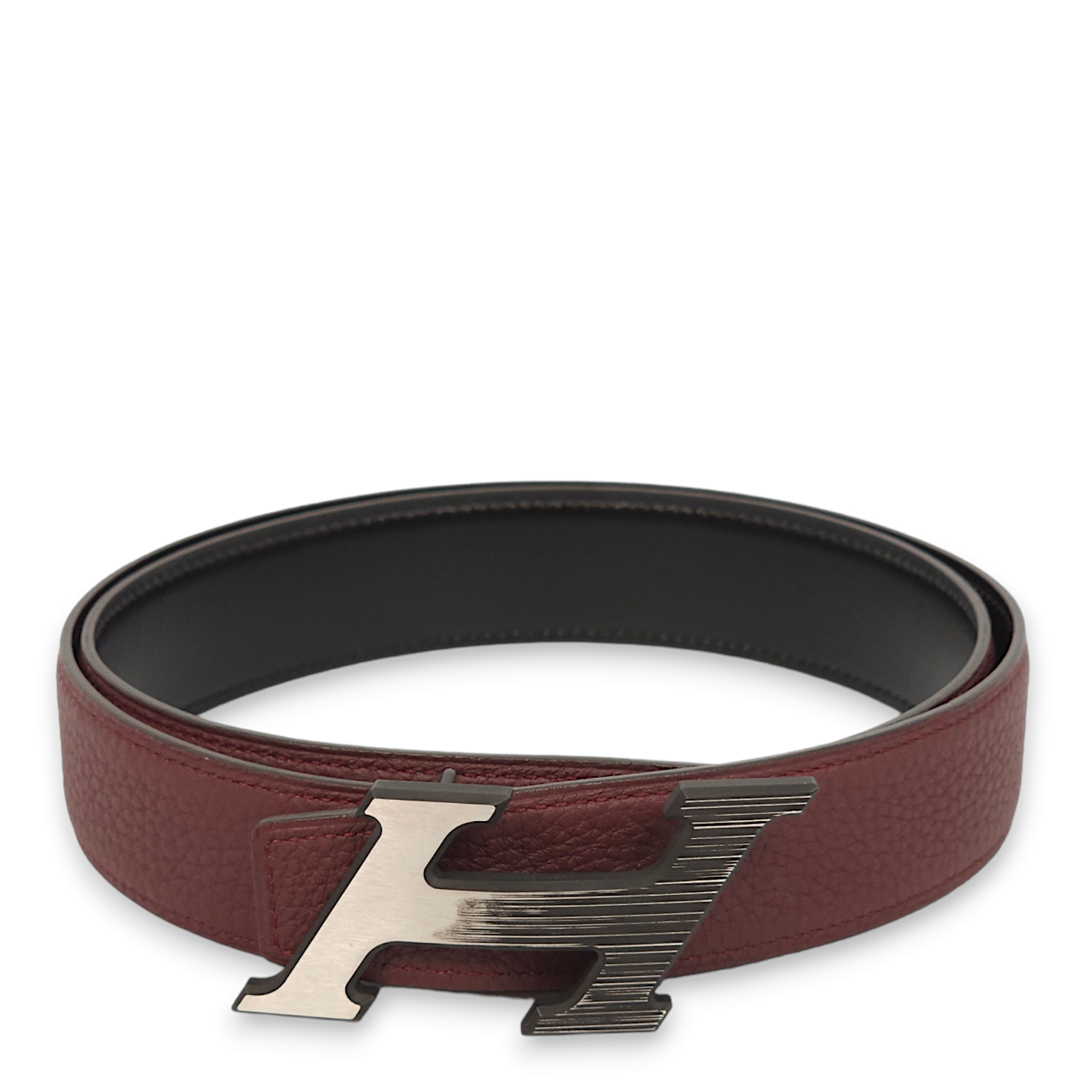 H Speed Buckle 32mm by 85cm Bordeaux/ Black Belt in Togo