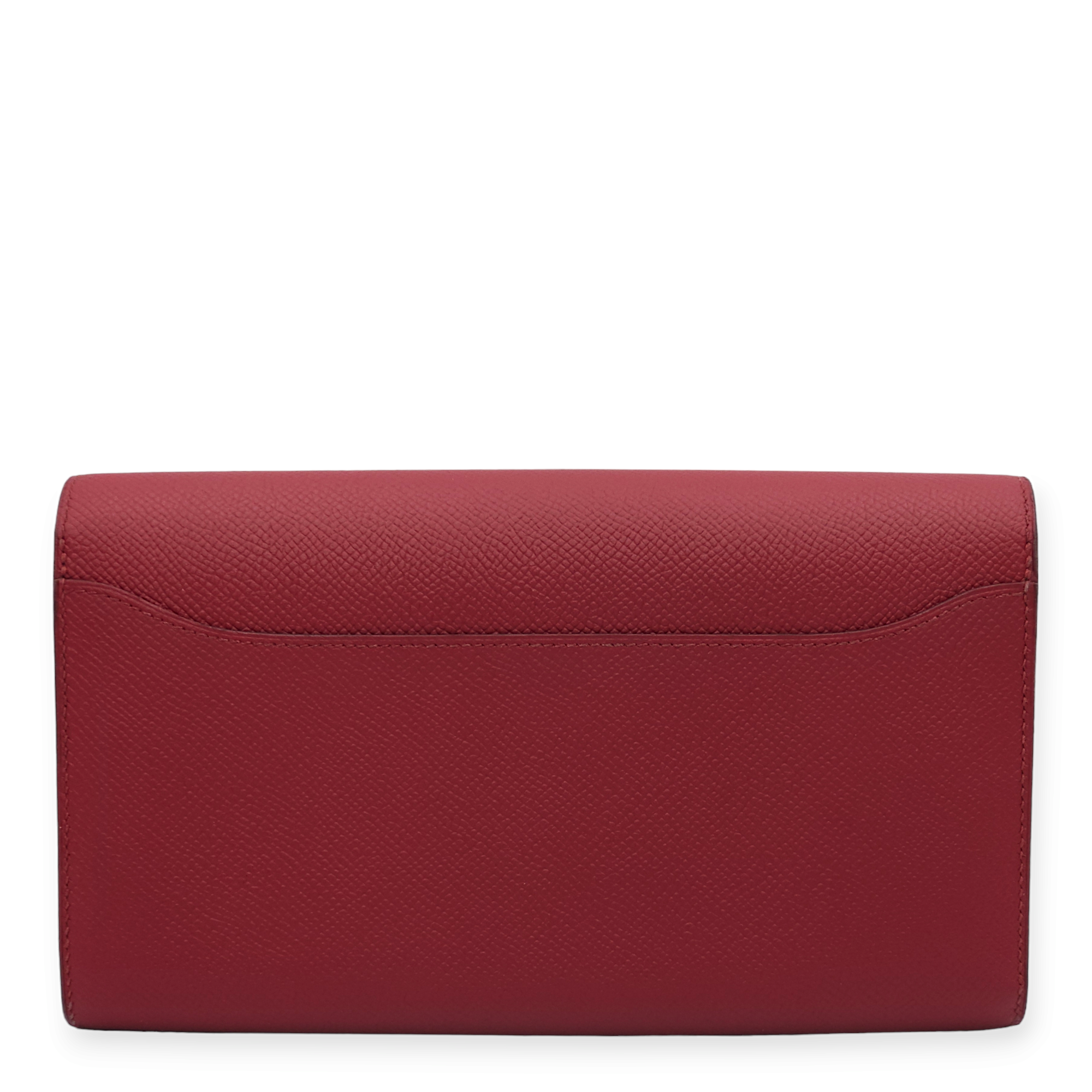 Constance Rouge Grenat Wallet in Epsom, Palladium hardware