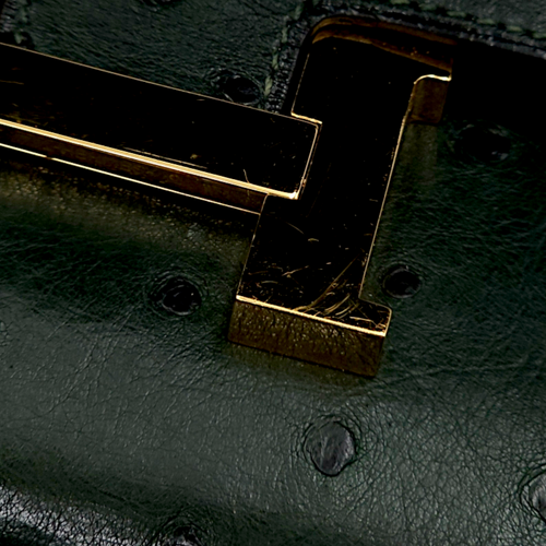 Constance Vert Titien Wallet in Ostrich, Gold hardware