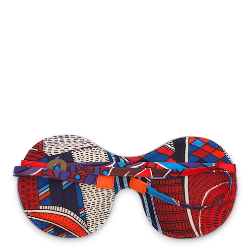 Petit H Not Sleepy Round Travel Mask Blue Belt in Chevre Mysore