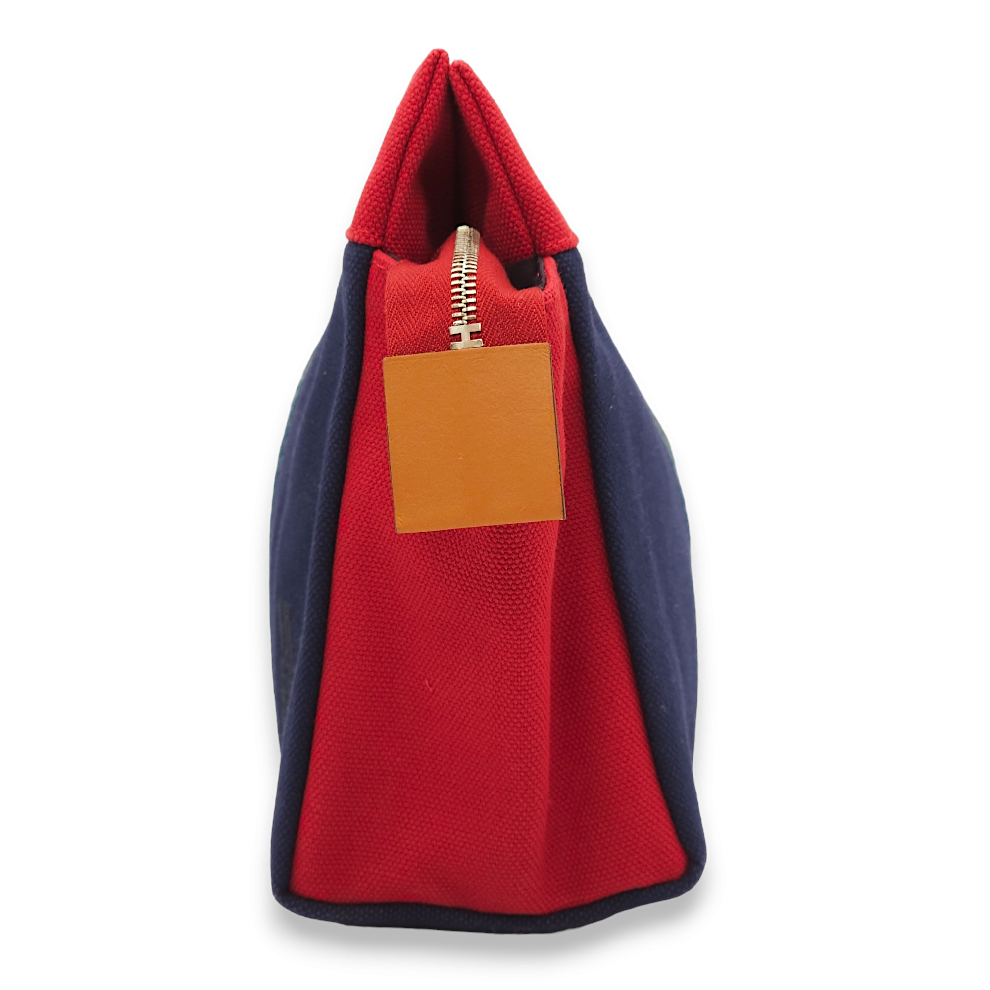 Jimetou Jumping Case. Rouge/Bleu Pouch in Toile, Palladium hardware