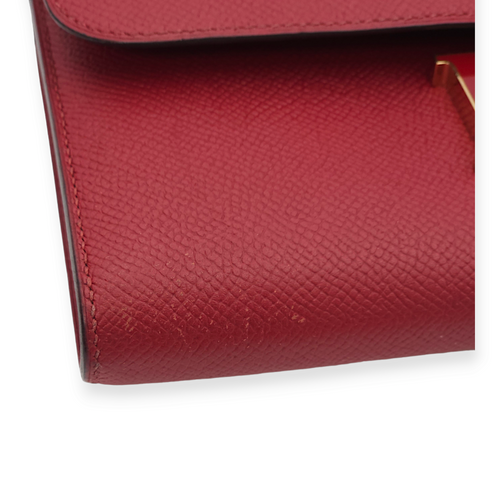 Constance Rouge Grenat Wallet in Epsom, Palladium hardware