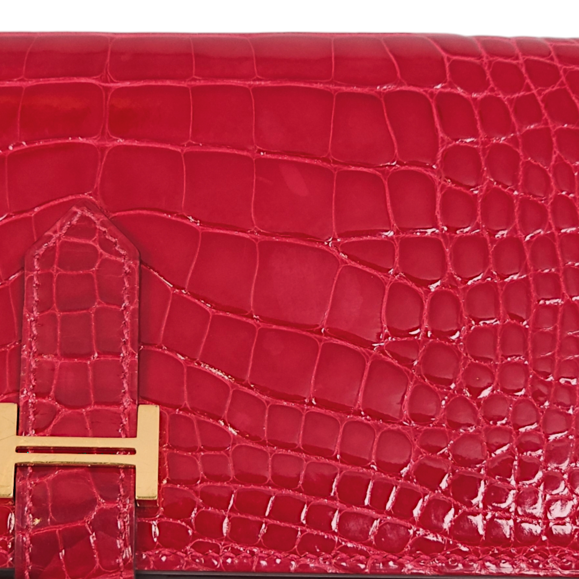 Bearn Bi-fold Braise Wallet in Shiny Alligator, Gold hardware