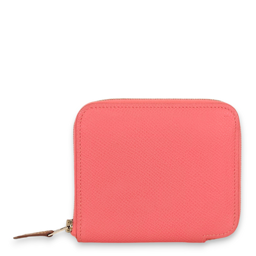 Silk'in Compact Rose Azalee Wallet in Epsom, Palladium hardware