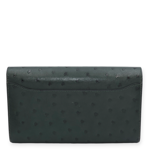 Constance Vert Titien Wallet in Ostrich, Gold hardware