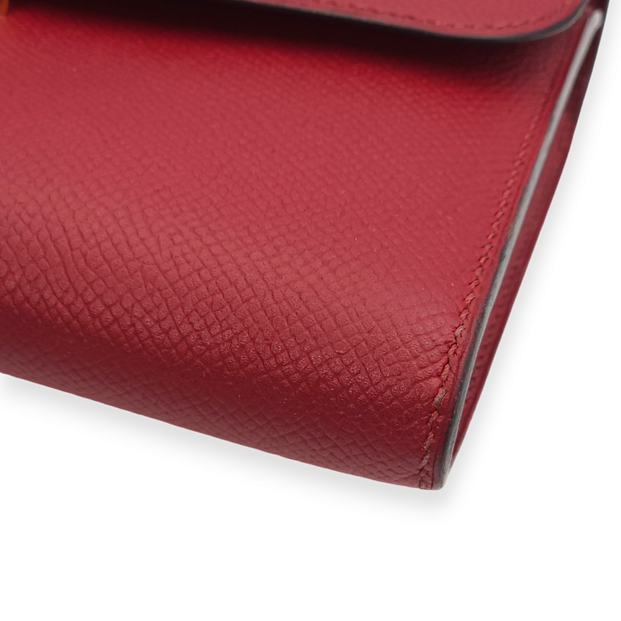 Constance Rouge Grenat Wallet in Epsom, Palladium hardware