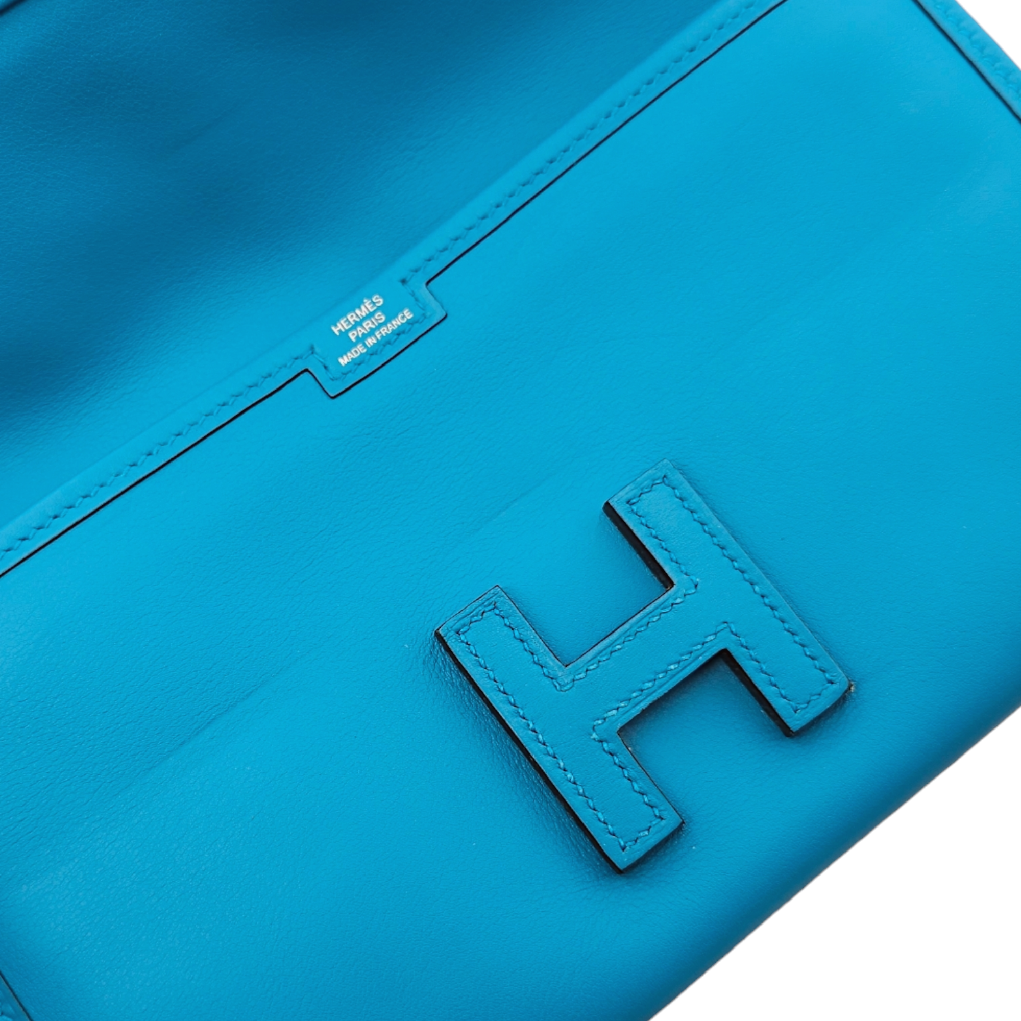 Jige Duo Blue Zanzibar Clutch in Swift, Palladium hardware