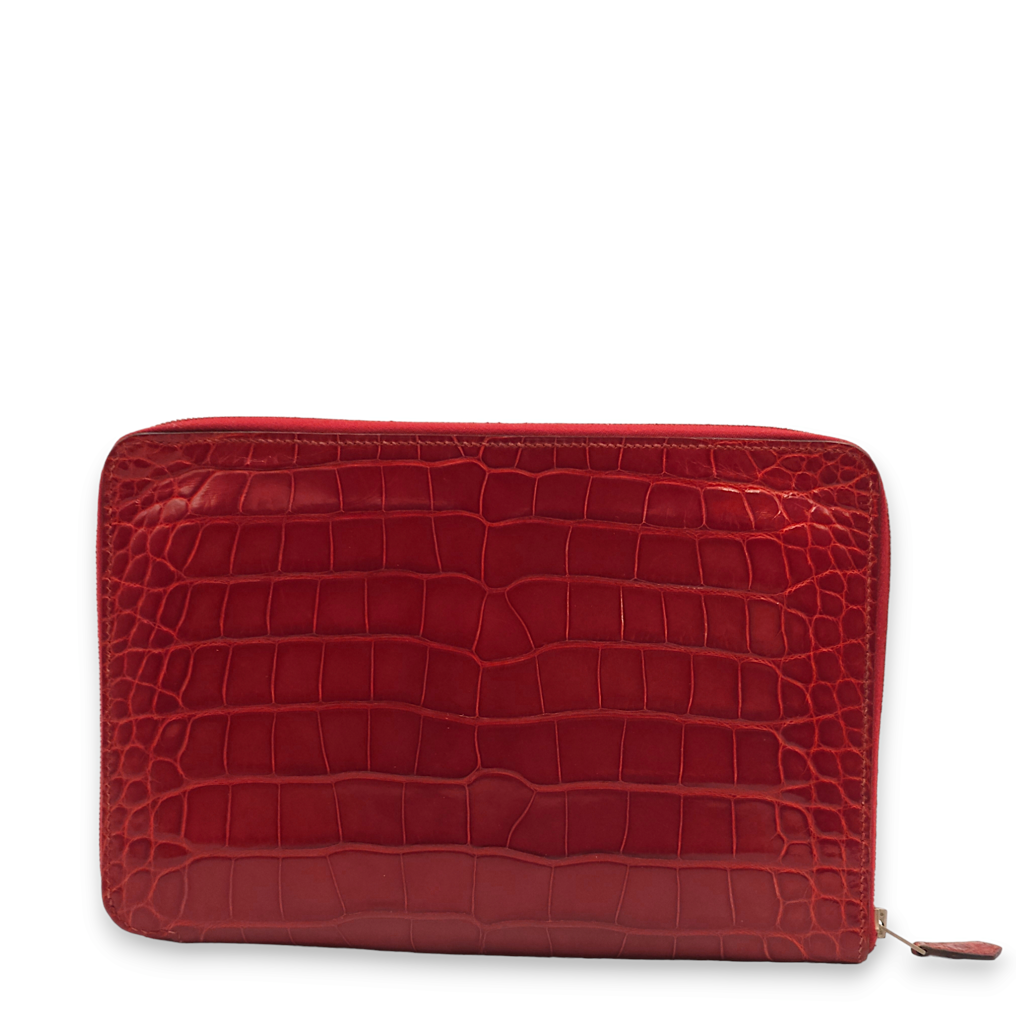 Azap TGM Rouge Hermes Wallet in Shiny Alligator, Palladium hardware