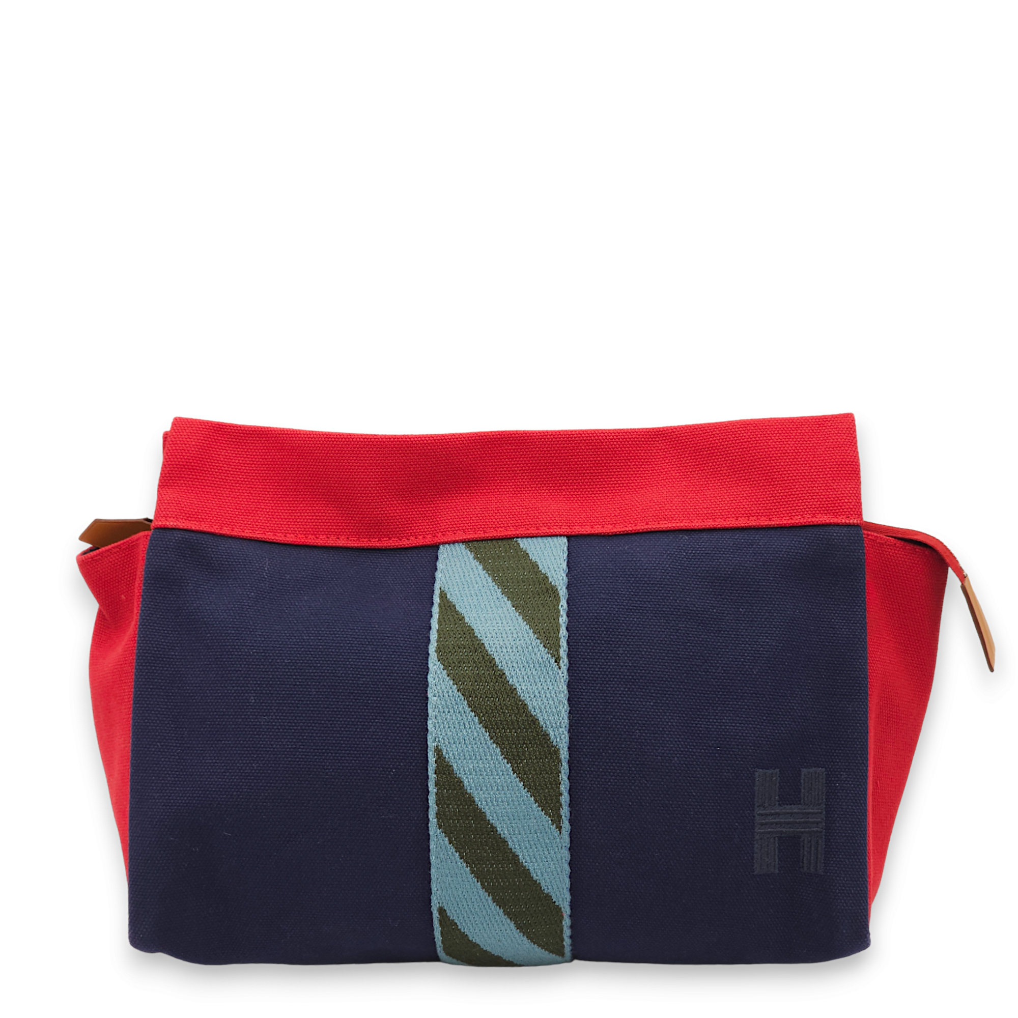 Jimetou Jumping Case. Rouge/Bleu Pouch in Toile, Palladium hardware