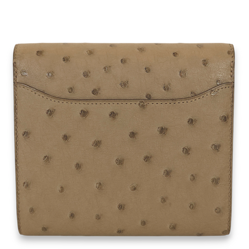 Constance Asphalt Gris Asphalt Wallet in Ostrich, Rose Gold hardware