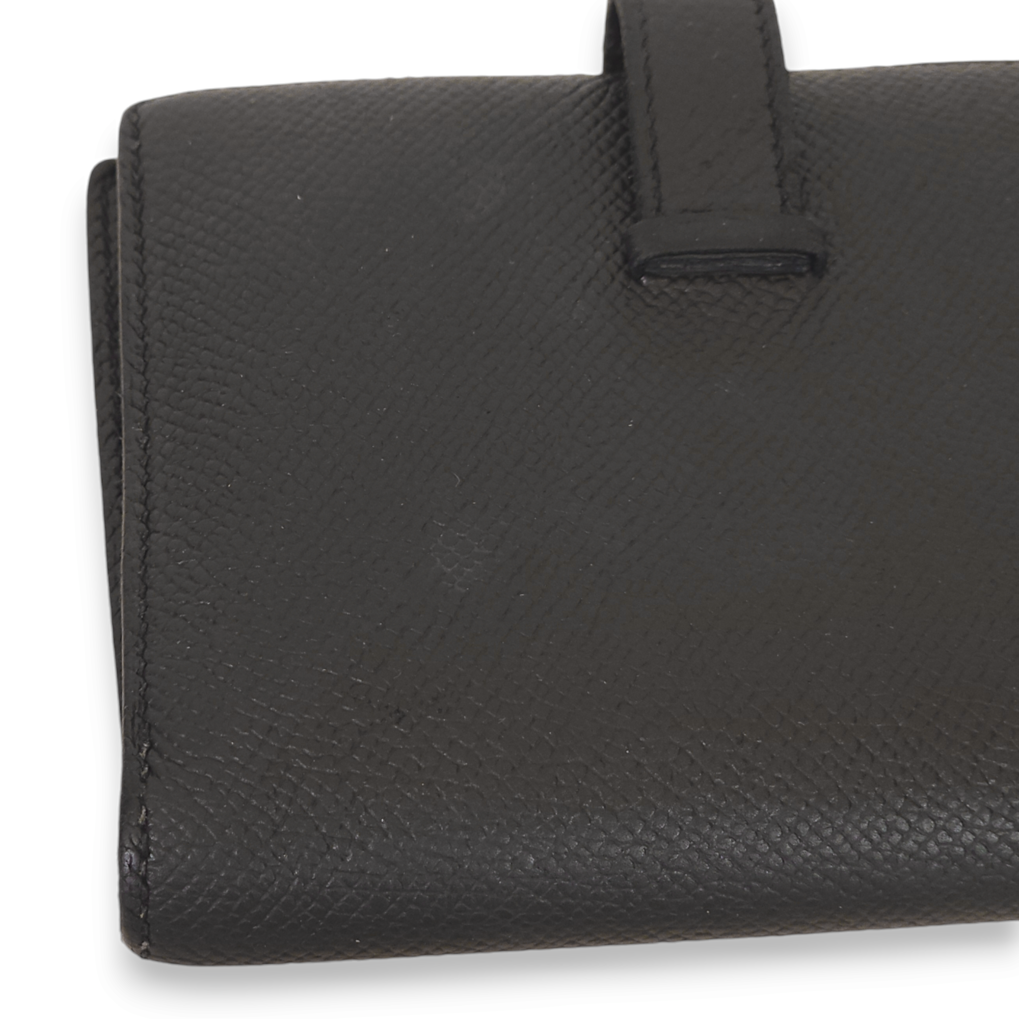 Bearn Compact Black Wallet in Epsom, Rose Gold hardware