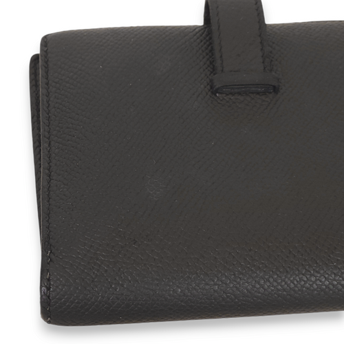 Bearn Compact Black Wallet in Epsom, Rose Gold hardware