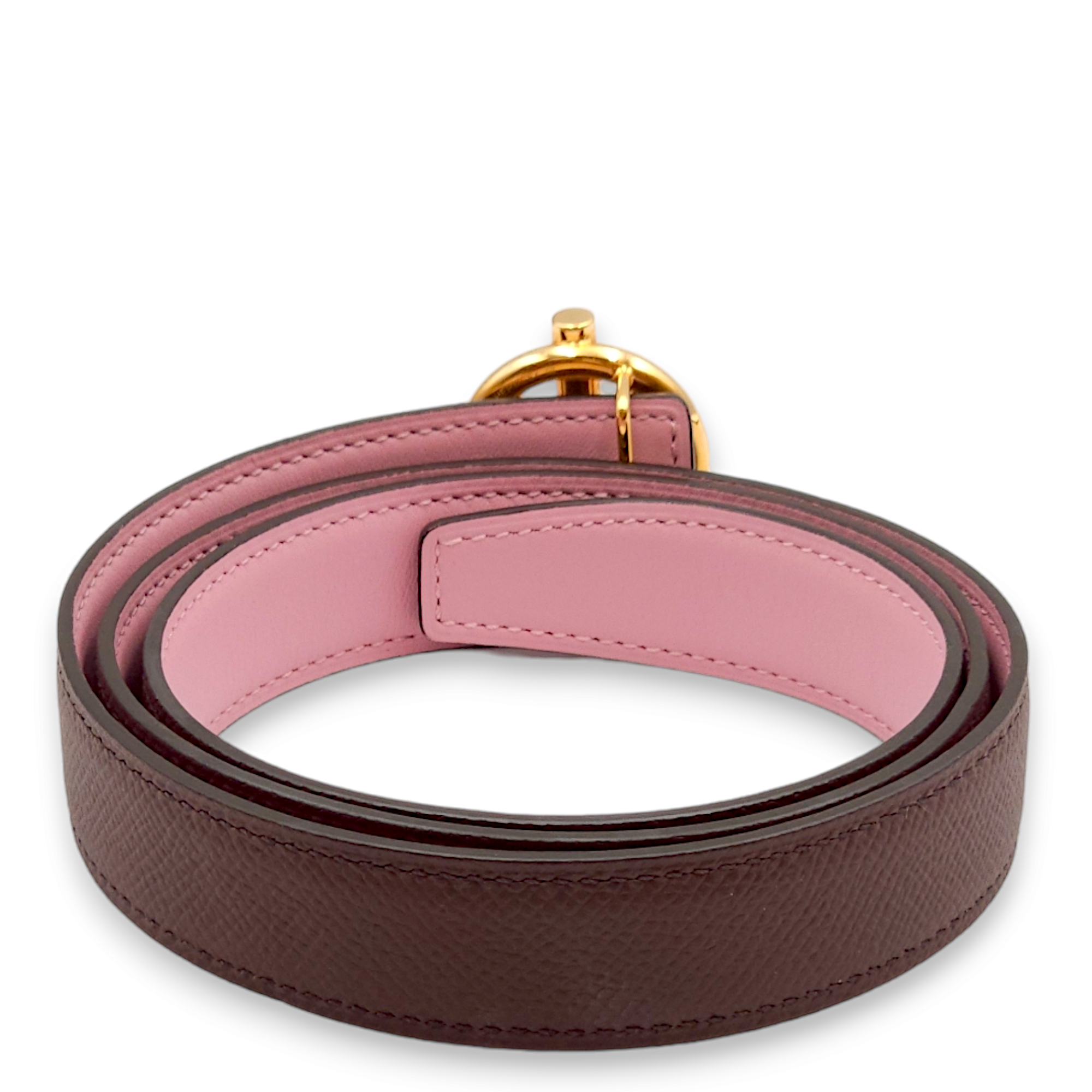 Glenan Buckle with Reversible 24mm by 85cm Rouge Sellier/Mauve Sylvestre Belt in Epsom, Rose Gold hardware