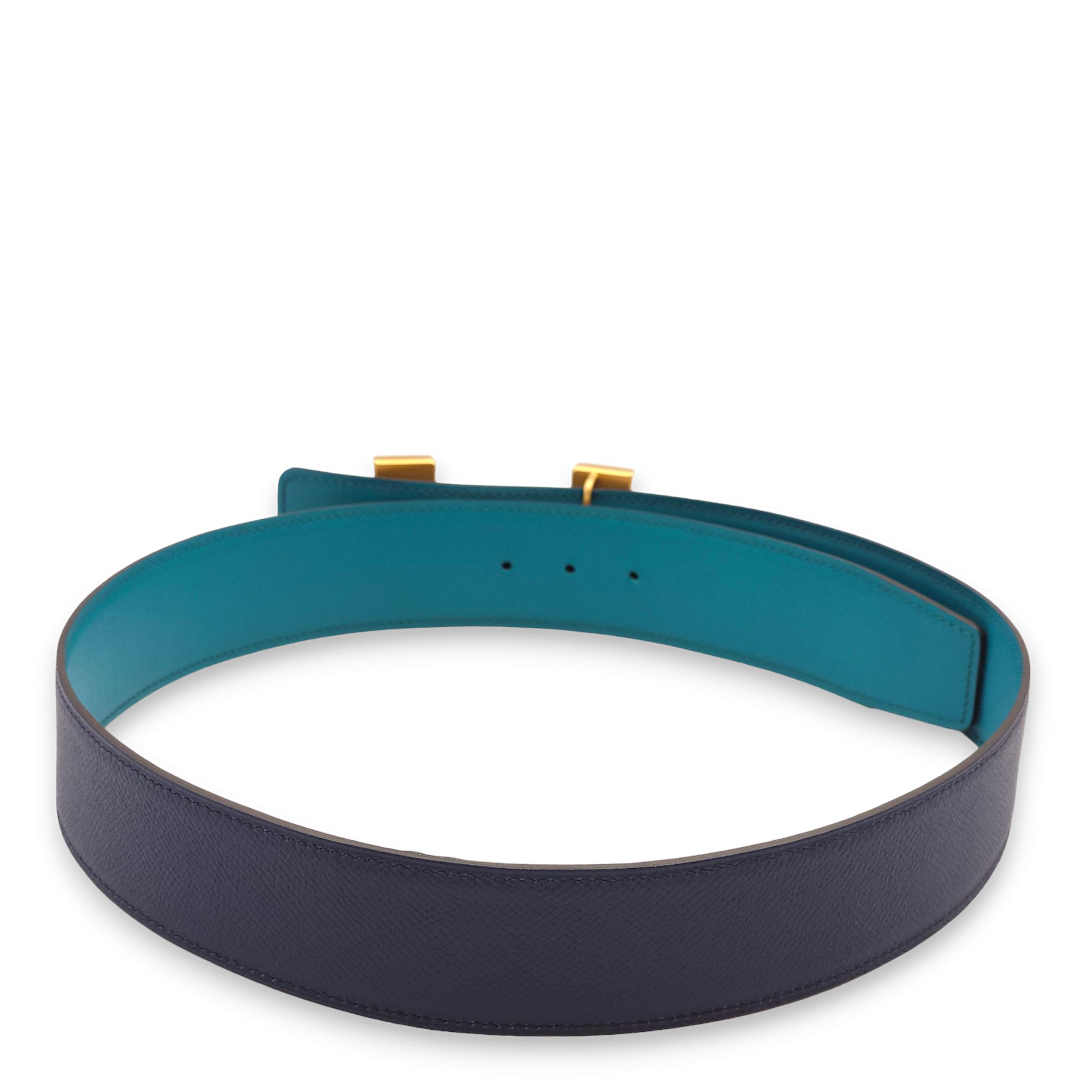 Constance H 42mm by 80cm Blue Sapphire/Blue Izmir Belt in Epsom, Brushed Gold hardware