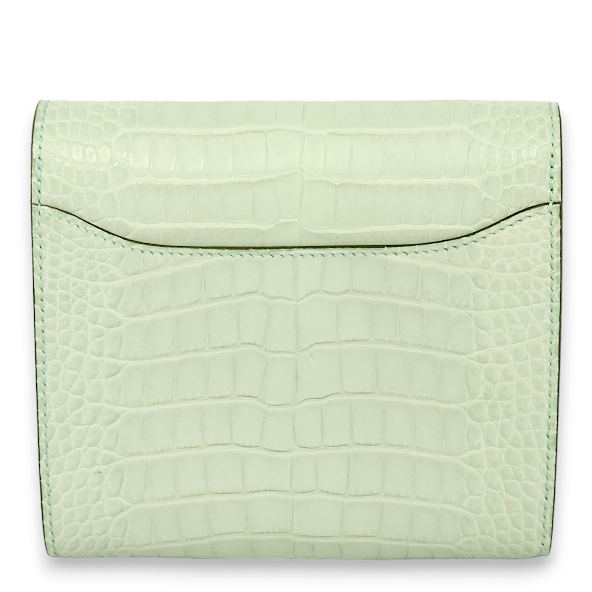 Constance compact Vert Deau Wallet in Matte Alligator, Palladium hardware