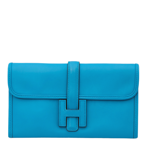 Jige Duo Blue Zanzibar Clutch in Swift, Palladium hardware