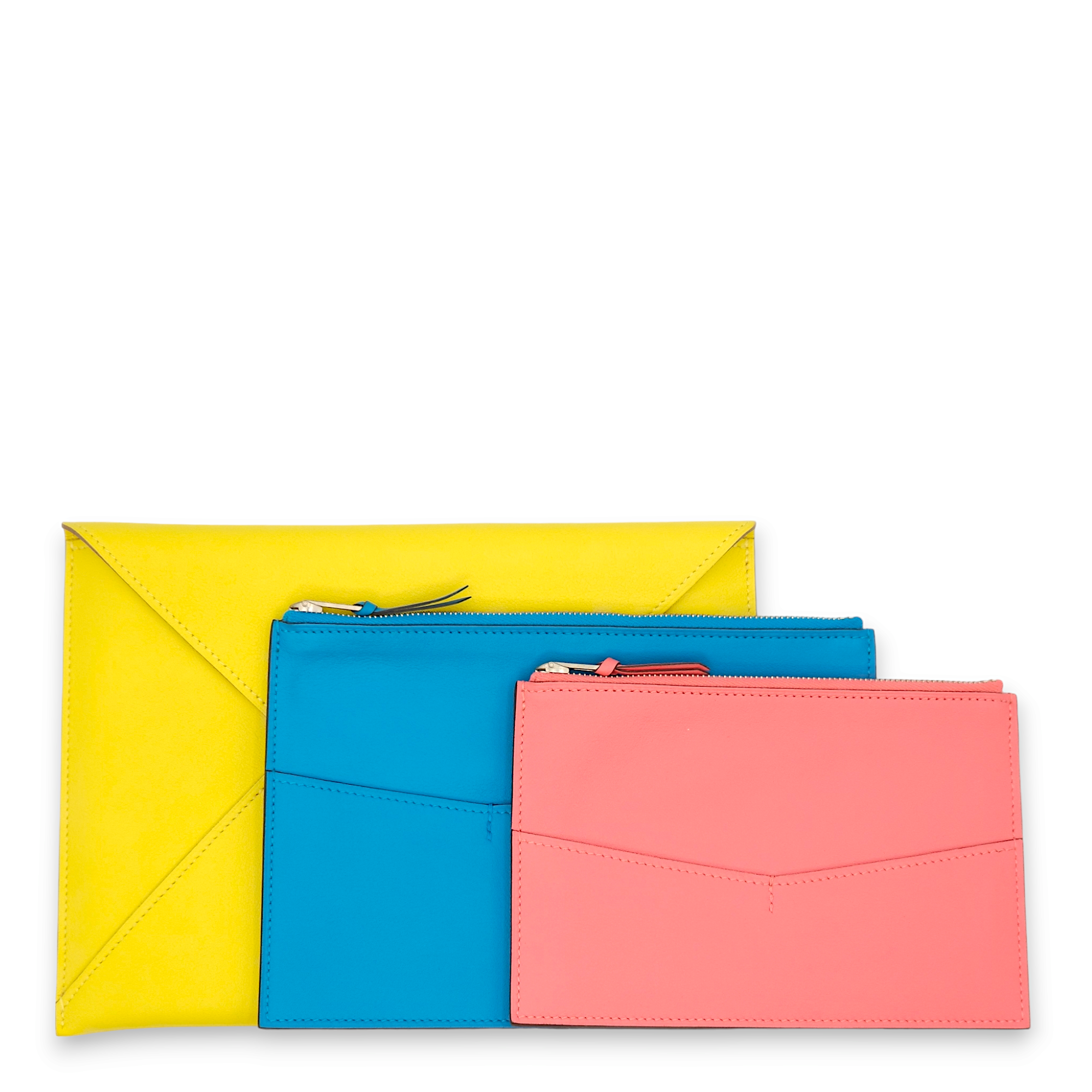 Envelope Trio Clutch Limel Rose Azalee / Blue Zanzibar Clutch in Swift