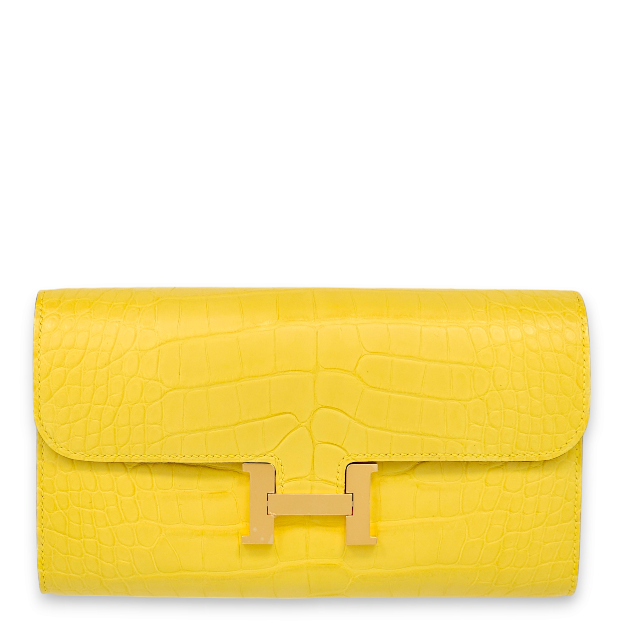 Constance To Go Jaune Crossbody Bag in Matte Alligator, Gold hardware