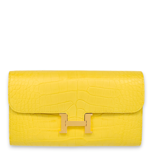 Constance To Go Jaune Crossbody Bag in Matte Alligator, Gold hardware