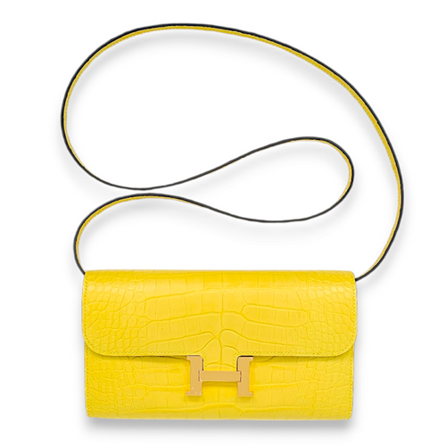 Constance To Go Jaune Crossbody Bag in Matte Alligator, Gold hardware