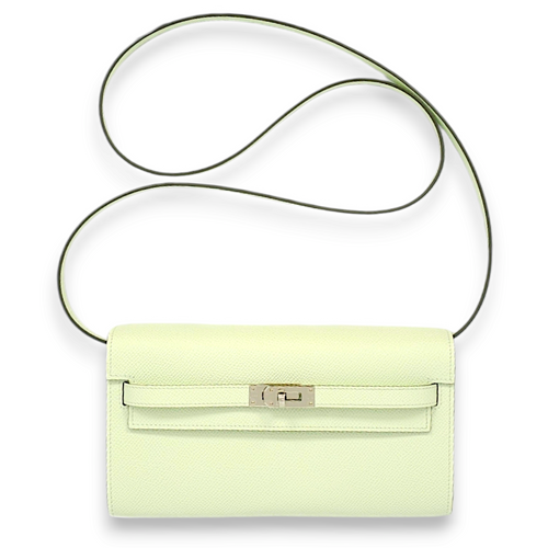 Kelly To Go Vert Fizz Crossbody Bag in Epsom, Palladium hardware