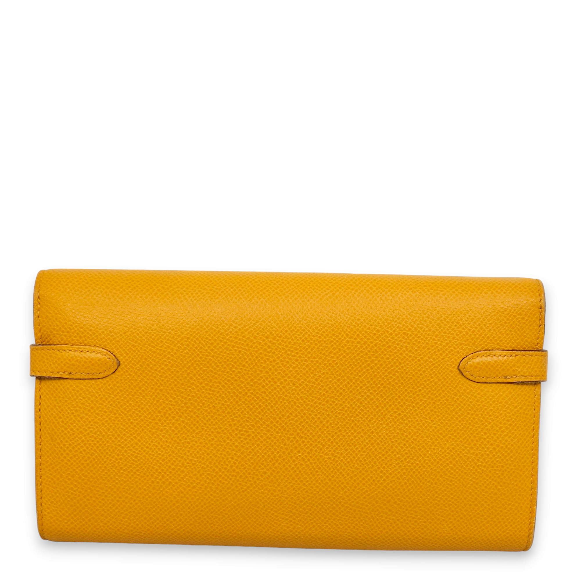 Kelly Jaune Ambre Wallet in Epsom, Palladium hardware