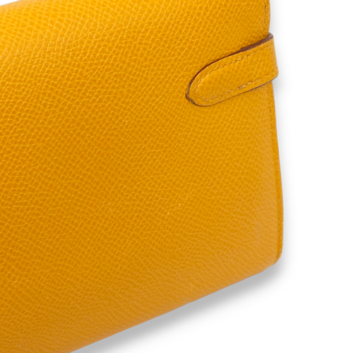 Kelly Jaune Ambre Wallet in Epsom, Palladium hardware