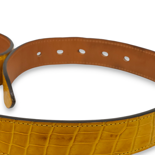 Etriviere 85cm by 32mm Jaune Belt in Matte Porosus, Palladium hardware