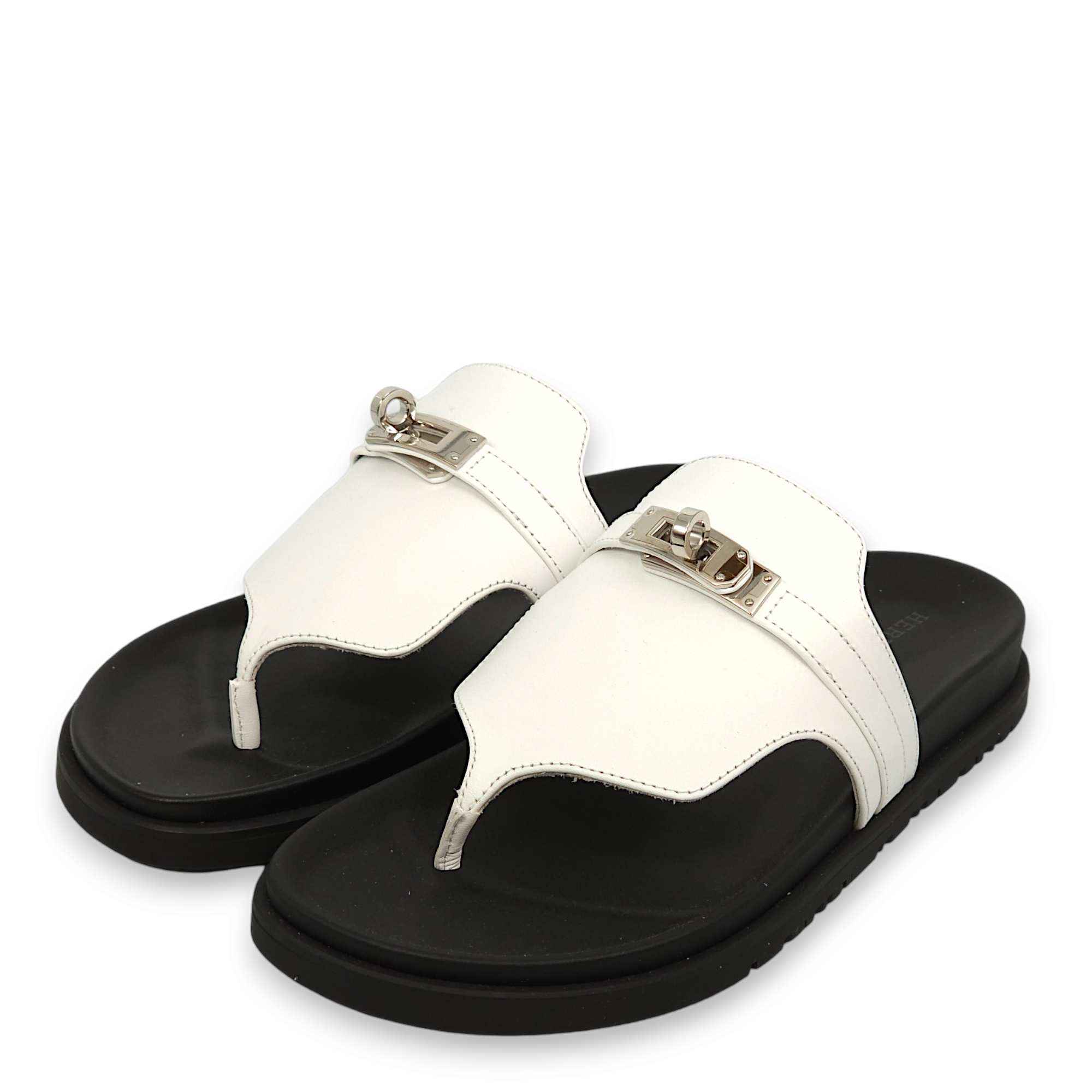 Empire 37.5 Blanc Sandals in Calfskin, Palladium hardware