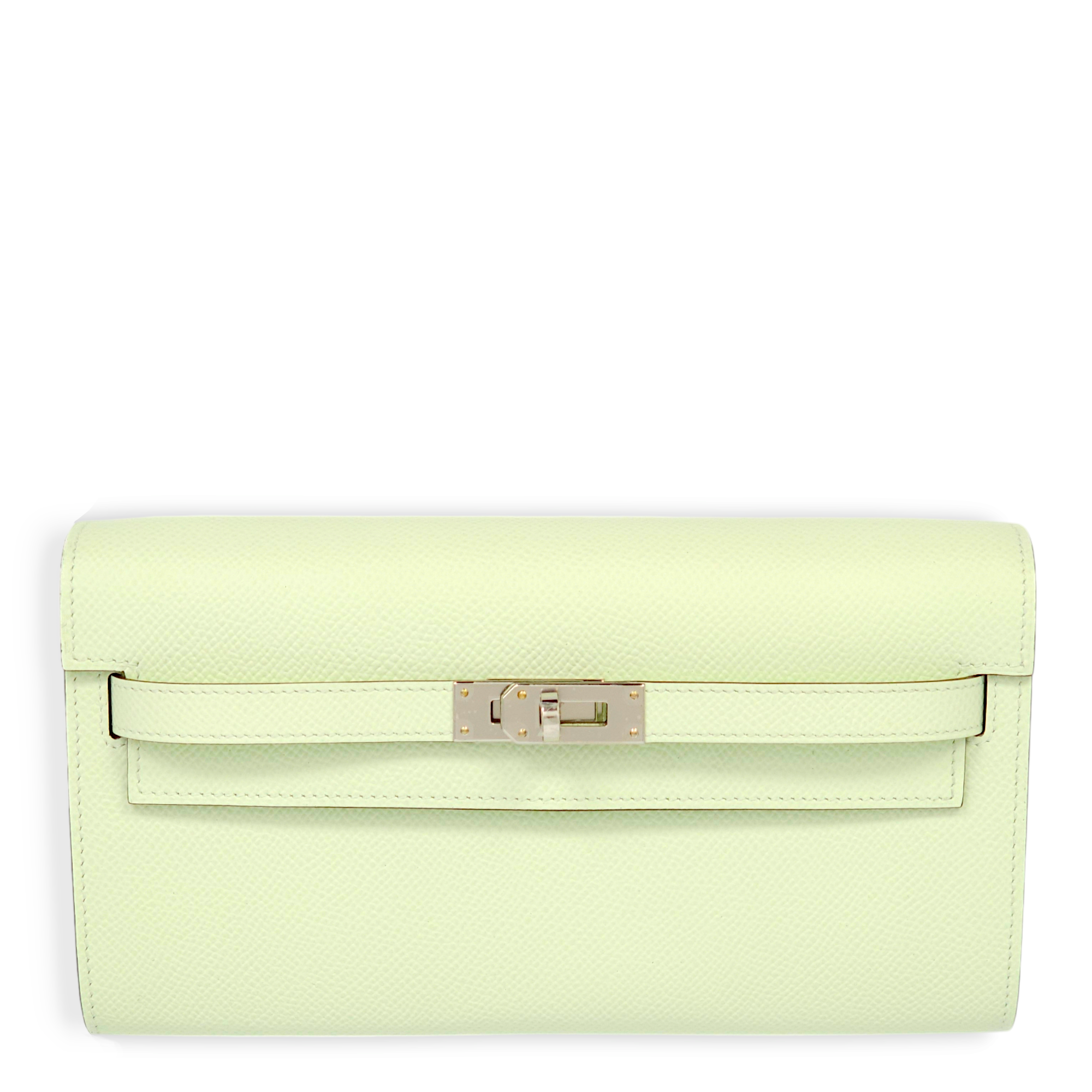 Kelly To Go Vert Fizz Crossbody Bag in Epsom, Palladium hardware