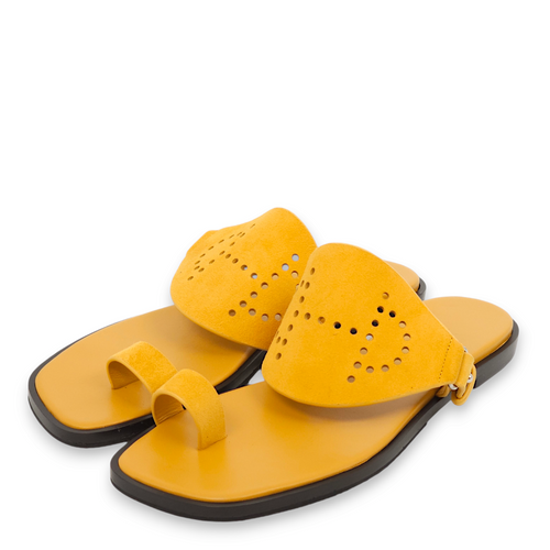 Hera 38 Jaune Laiton Sandals in Suede Leather