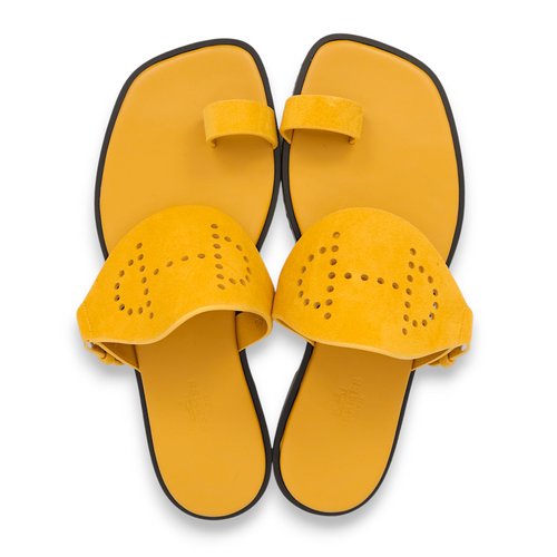 Hera 38 Jaune Laiton Sandals in Suede Leather