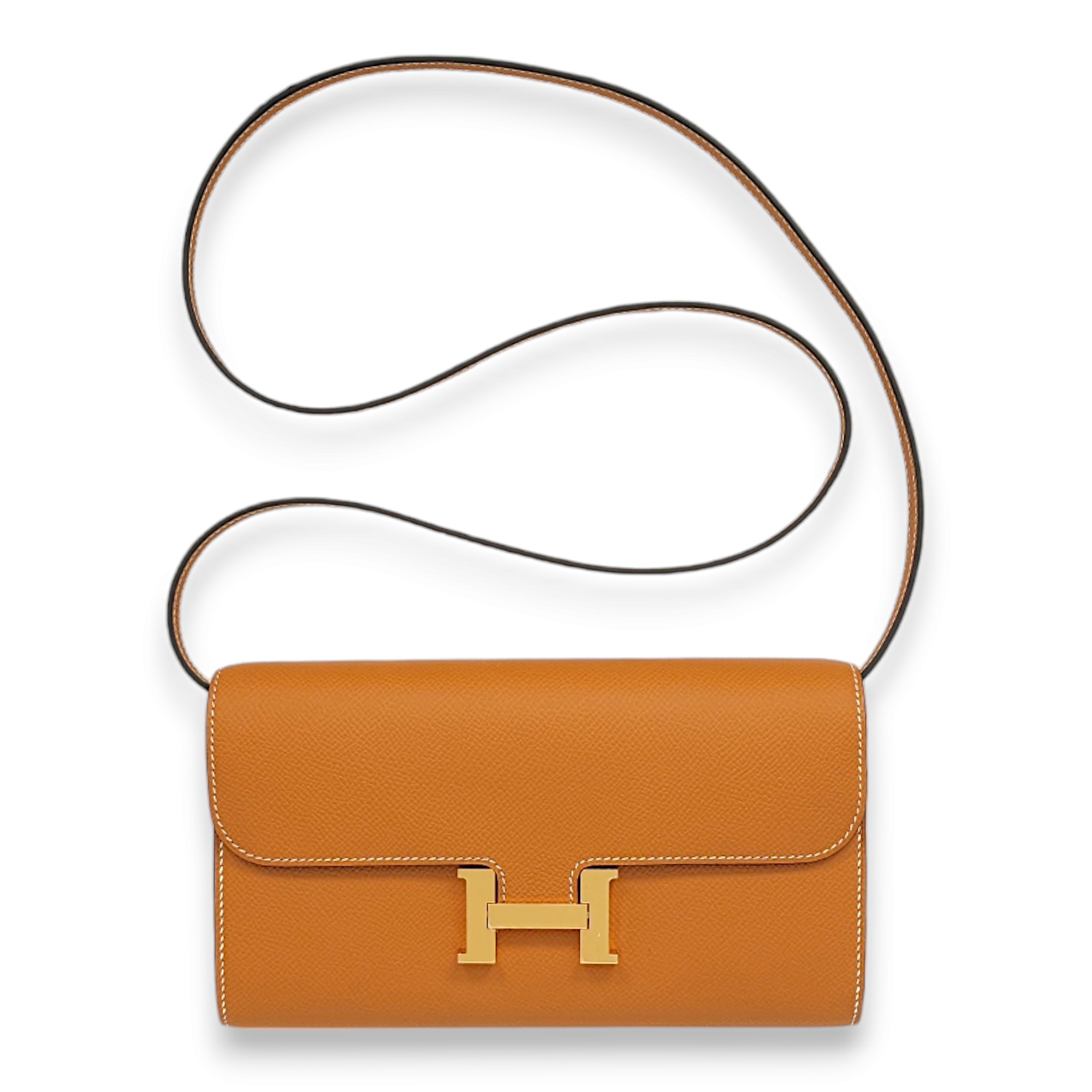 Constance To Go Toffee Crossbody Bag in Epsom, Gold hardware