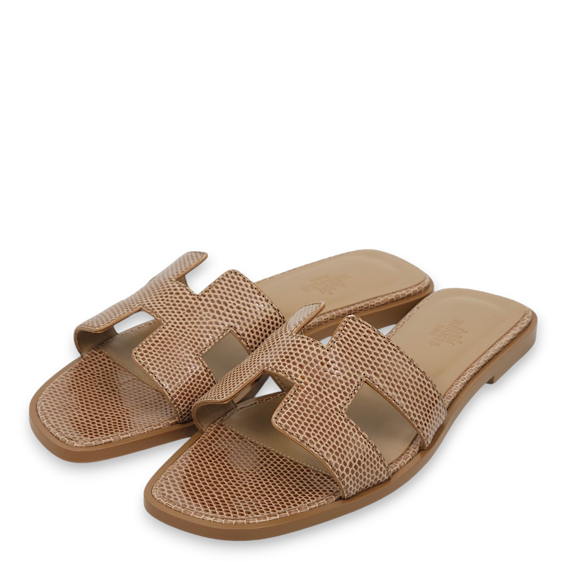 Oran 37 Beige Argile Sandals in Lizard