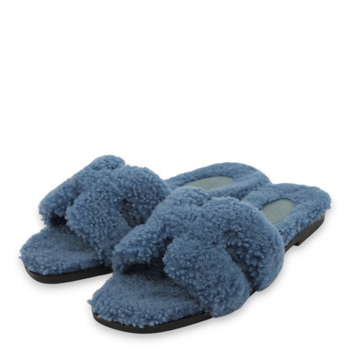 Oran 37 Blue Sandals in Shearling