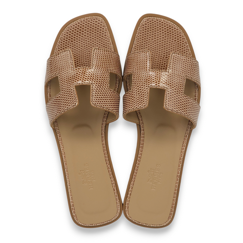 Oran 37 Beige Argile Sandals in Lizard