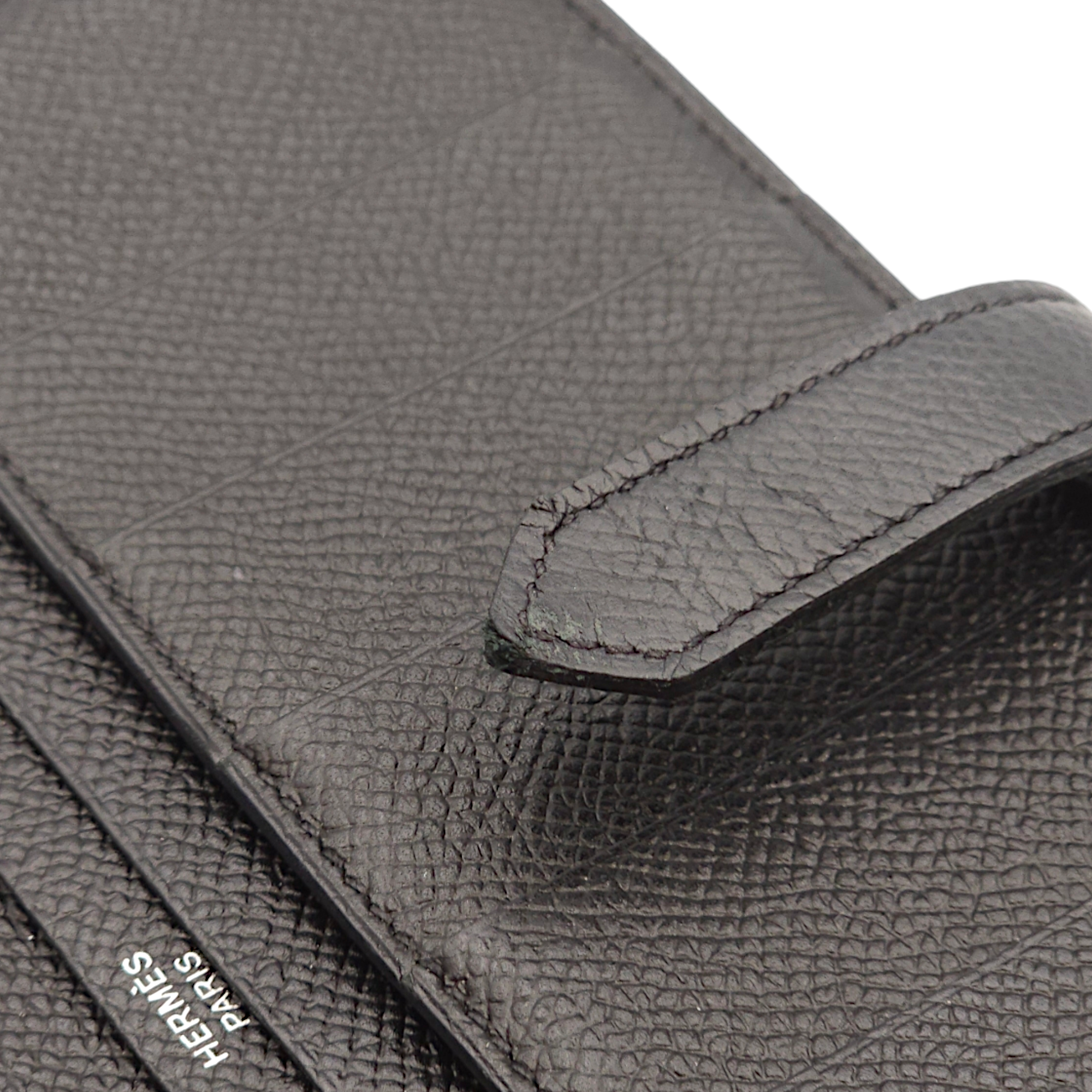 Bearn Bi Fold Black Wallet in Epsom, Palladium hardware