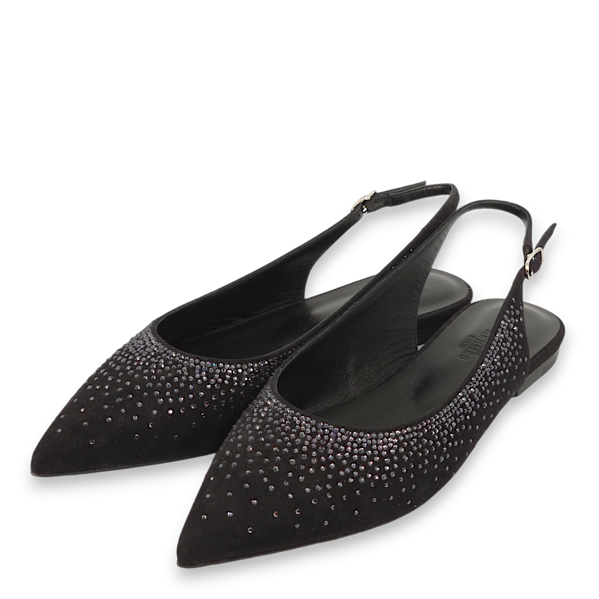 Brillante 37 Black Flats in Suede Leather