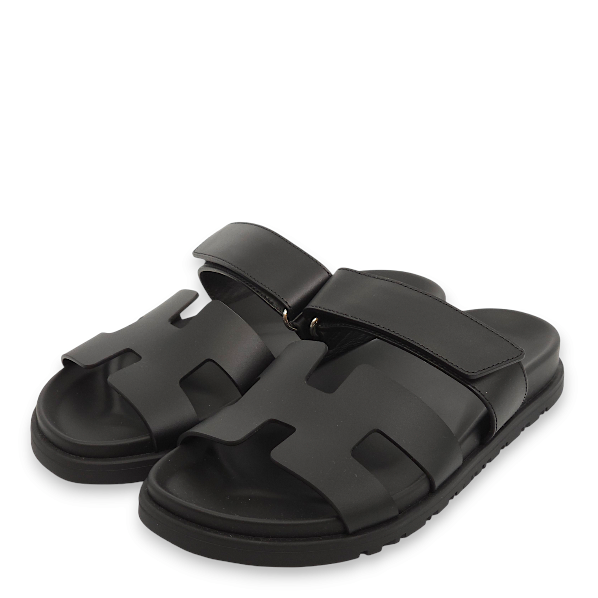 Chypre 43.5 Black Sandals in Calfskin