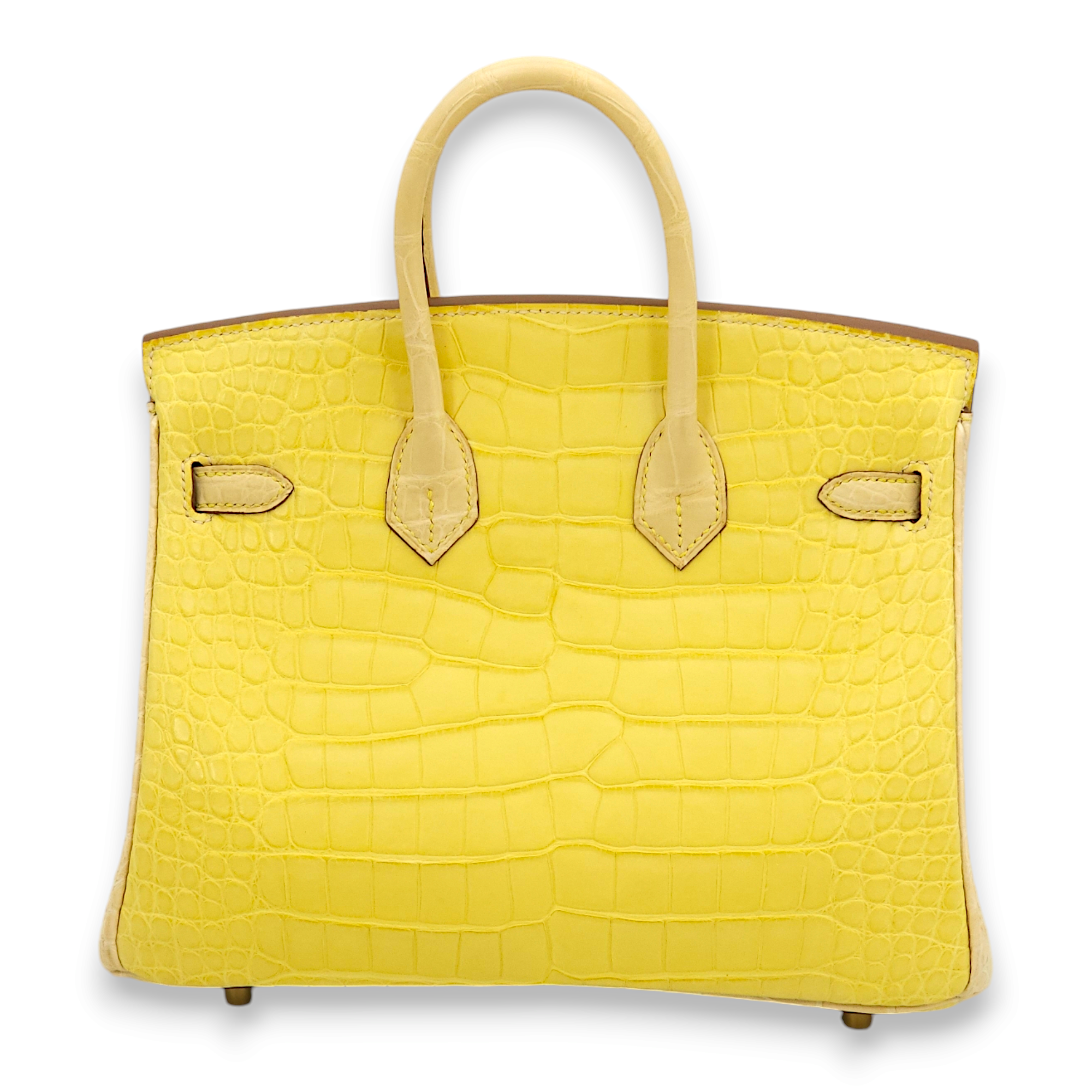 HSS Birkin 25 Jaune Bourgeon/Vanille in Matte Alligator, Gold hardware