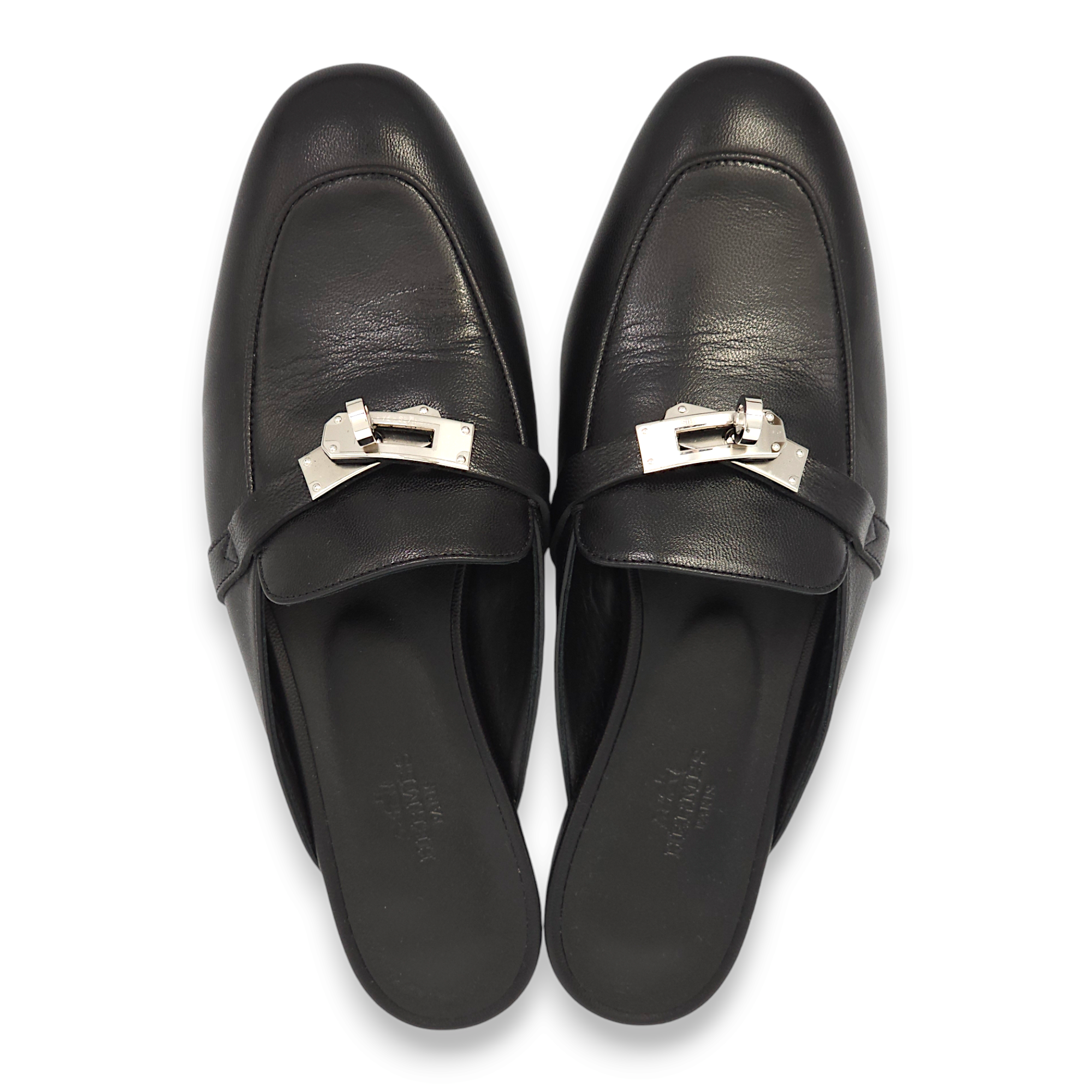 Oz 37 Black Mules in Calfskin