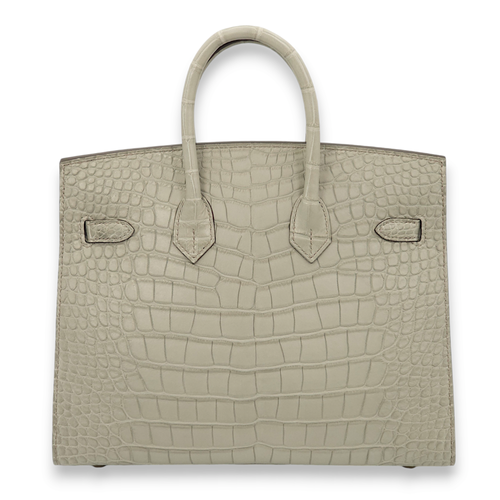 Sellier Birkin 25 Gris Ciment in Matte Alligator, Gold hardware