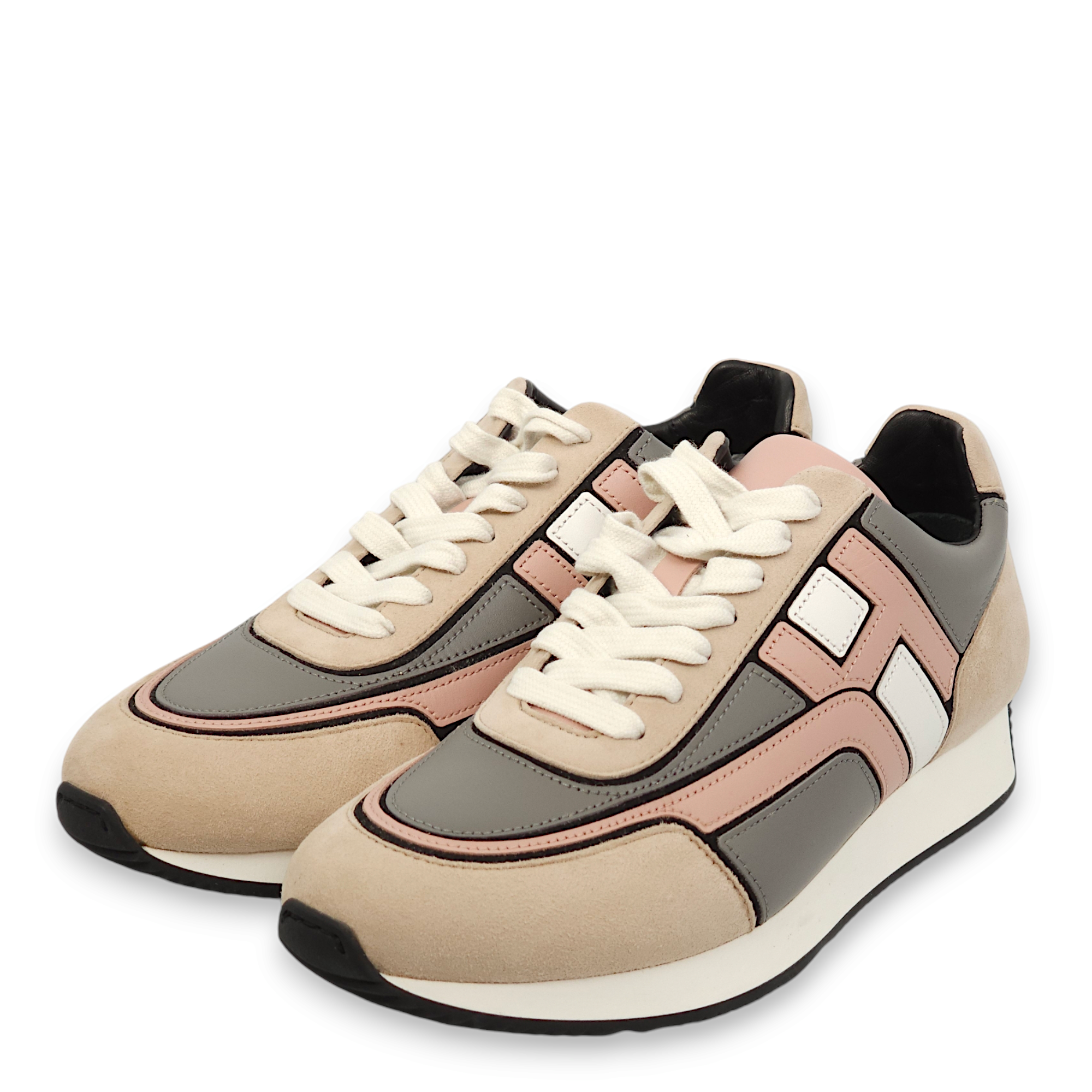 Chris 37.5 Beige/Rose Sneakers in Suede Leather