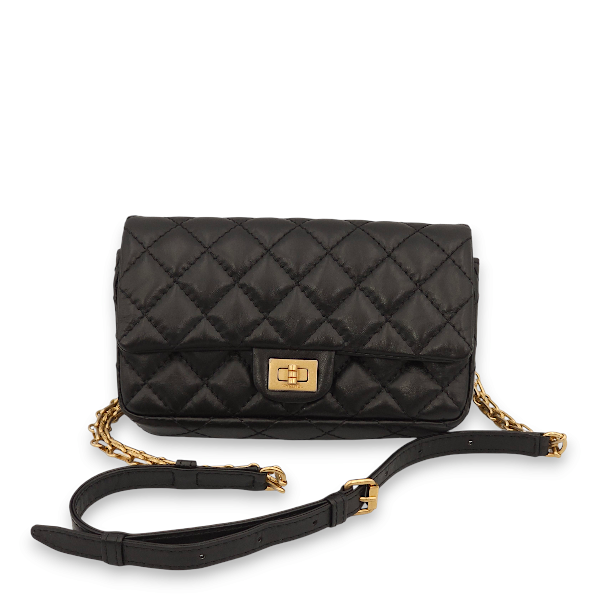 Reissue Black Belt Bag in Lambskin, Gold hardware