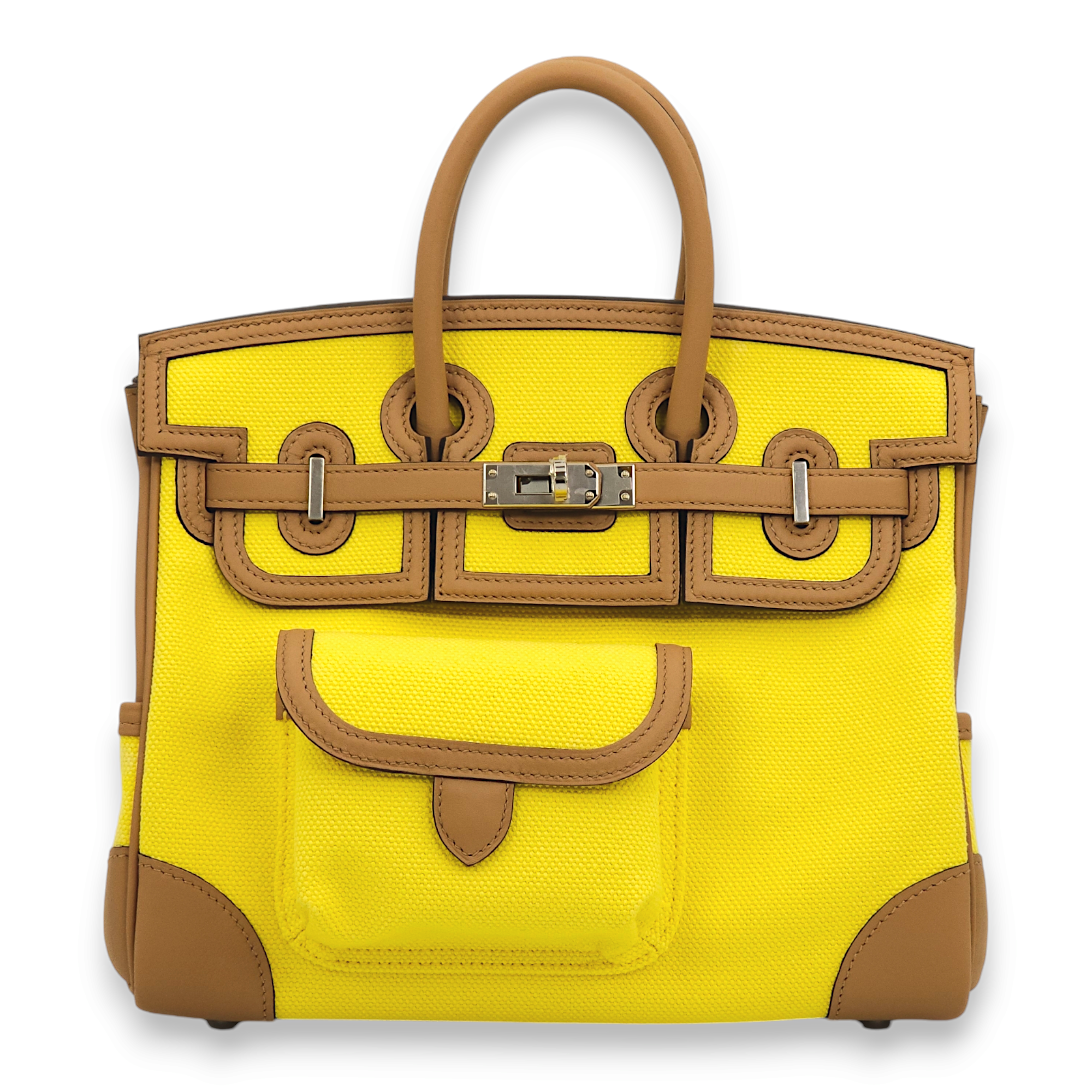 Birkin Cargo 25 Jaune Citron / Chai in Swift, Palladium hardware